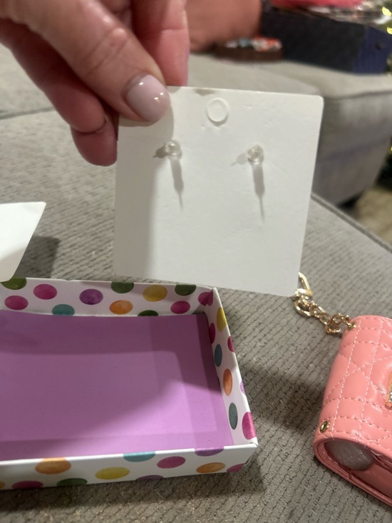 Gold Crystal Drop Hoop Earrings - - Picture 3 of 3